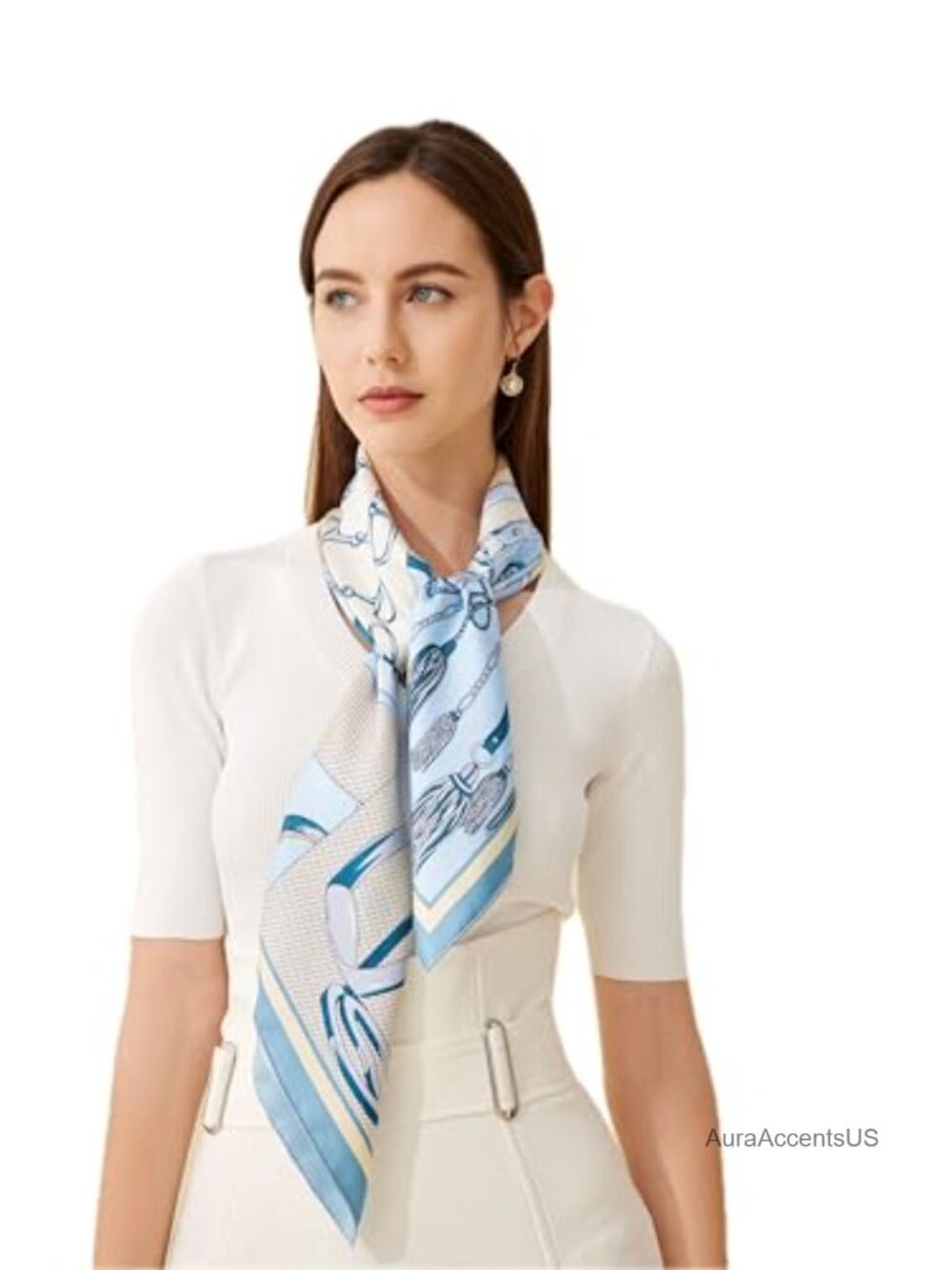 100% Mulberry Silk Large Square Scarf Shawl Wrap Women 34x34 Hand Rolled